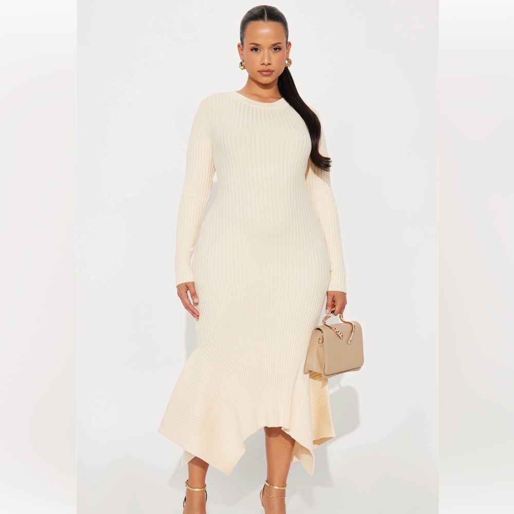 Chic Cream Long Sleeve Dress